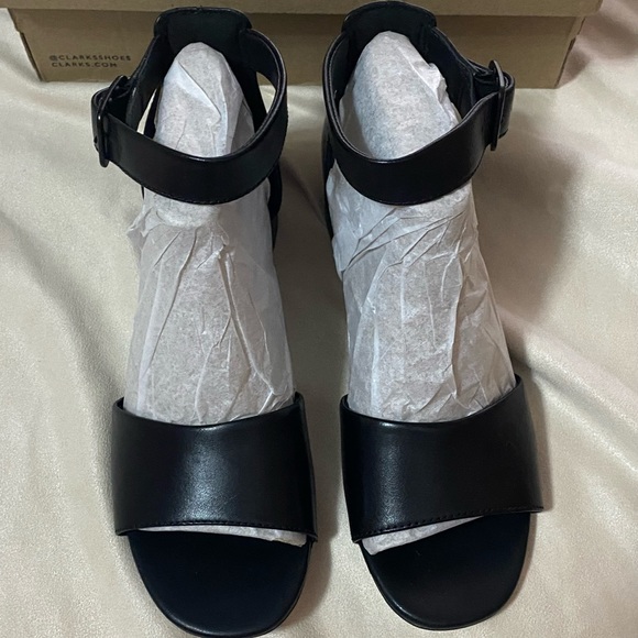 Clarks Collection Elisa Dedra Dress Sandals Block Heel Ankle Strap Black Size 6 - Picture 6 of 11